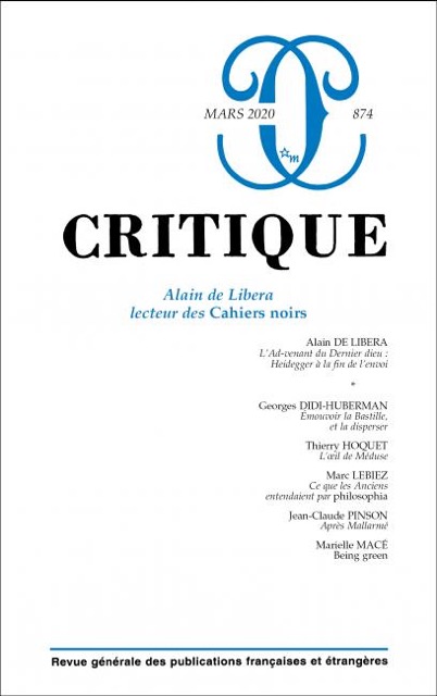 « Après Mallarmé », dans le n° 874 de la,revue Critique (éditions de Minuit), mars 2020.